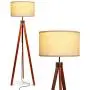 Brightech Eden Tripod LED Floor Lamp – Mid Century Dimmable Modern Light for Contemporary Living Rooms - Tall Free Standing Lamp with Solid Wood Legs for Bedroom, Office - Havana Brown