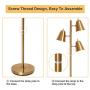 HAITRAL Adjustable Floor Lamp - Modern Pole Lamp 3 Light Tree, Standing Tall Lamp for Living Room, Bedroom - Antique Brass/Gold (Without Bulb)