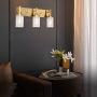 SIVILYNUS Brushed Brass Vanity Lights Industrail Bathroom 3 Lights Fixtures Sconces Wall Lighting for Hallway Bedroom Kitchen Living Room