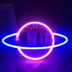 Ninboca Blue Planet Neon Signs Kids Room Decor Pink Neon Signs Led Neon Sign Plug in Wall Light Battery USB Powered Party Supplies Girls Room Decor Led Neon Light Sign for Bedroom Wall Decor