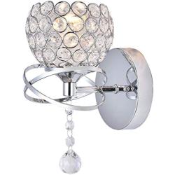 KRASTY Modern Luxury Globe Wall Sconce Metal Chrome Finished Hardwire Crystal Wall Sconces,Bedside Wall Lamp Lighting Fixture for Living Room Bedroom Bathroom