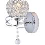 KRASTY Modern Luxury Globe Wall Sconce Metal Chrome Finished Hardwire Crystal Wall Sconces,Bedside Wall Lamp Lighting Fixture for Living Room Bedroom Bathroom