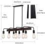 Farmhouse Kitchen Island Light Fixture，8-Light Wooden Metal Industrial Dining Room Chandelier，Island lightingpendant Light