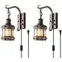 Retro Wall Light Fixtures, 2-in-1 Antique Bronze Vintage Wall Lighting Hardwired Plug in Industrial Lantern Retro Lamp Metal Wall Sconce for Bedside Bedroom Home Dining Room(2 Pack) Retro Wall Light Fixtures, 2-in-1 Antique Bronze Vintage Wall Lighting Hardwired Plug in Industrial Lantern Retro Lamp Metal Wall Sconce for Bedside Bedroom Home Dining Room(2 Pack)