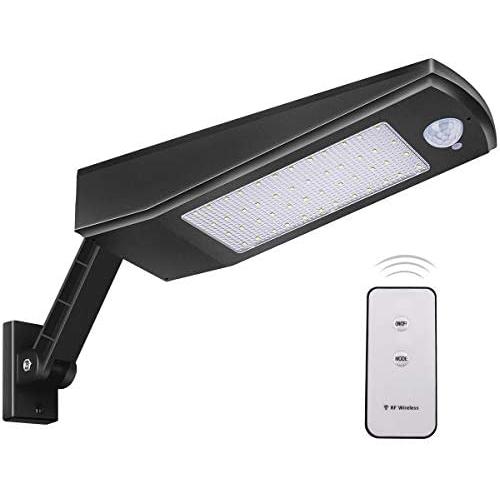 Licwshi Solar Lights Outdoor 48 LED 4500mAh,IP65 Waterproof Outdoor Security Night Light,Wireless Wall Lamp with Motion Sensor and Remote Control for Garden, Fence, Patio, Yard, Gate Garage-White
