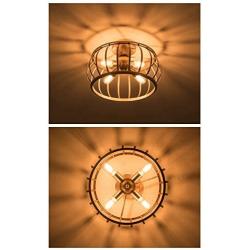 Alice House 18'' Large Semi Flush Mount Ceiling Light, 4-Light, Brown Finish, T45 Edison Bulb Light Fixtures Ceiling for Kitchen, Bedroom, Entance, Bathroom AL7091-S4BR