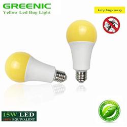 Yellow Led Bug Light 15W A21 1500LM(100 watt Equivalent) E26 Medium Base Outdoor Patio Porch Light Mosquito Repellent Light Bulbs, 2 Pack