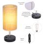 3 Way Dimmable Touch Control Table Lamp with 2 USB Ports and Power Outlet, Bedside Nightstand Lamp Simple Night Light Bedroom Lamp for Bedroom, Living Room, Office (6W Bulb Included)