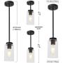VINLUZ One Light Chandeliers Modern Clear Glass Pendant Lighting Black Dining Room Lighting Fixtures Hanging Contemporary Lamp Semi Flush Mount Ceiling Lights VINLUZ One Light Chandeliers Modern Clear Glass Pendant Lighting Black Dining Room Lighting Fixtures Hanging Contemporary Lamp Semi Flush Mount Ceiling Lights