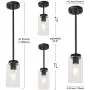 VINLUZ One Light Chandeliers Modern Clear Glass Pendant Lighting Black Dining Room Lighting Fixtures Hanging Contemporary Lamp Semi Flush Mount Ceiling Lights