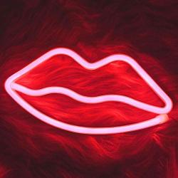 LED Red Lip Neon Light, Cute Neon Lip Sign, Room Decor Battery or USB Powered 4.5V Art LED Decorative Lights Night Lights Indoor for Home, Bedroom, Office,Dorm,Party (red Lip)