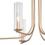 Gold Chandelier, Dining Room Chandelier with Clear Glass, Modern 6-Light Brass Hanging Light Fixture for Kitchen Island, Living Room, 36 inches