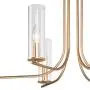 Gold Chandelier, Dining Room Chandelier with Clear Glass, Modern 6-Light Brass Hanging Light Fixture for Kitchen Island, Living Room, 36 inches
