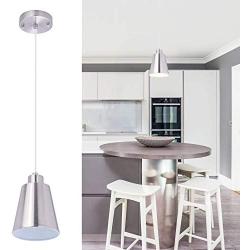 Modern Mini Hanging Pendant Light Brushed Nickel Kitchen Island Light Adjustable 1-Light Lighting Fixture Slope Ceiling Available 5.9 Metal Shade for Dining Room,Hallway,Bar,Christmas Gift,1 Pack