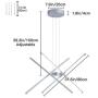 WELAKI Modern Pendant Light, 4 LED Lights, 3000K Warm Light Dimmable, Linear Chandelier Light Fixture for Kitchen, Living Room, Bedroom, Dining Room (48W)