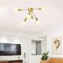 SOTTAE 6-Light Gold Modern Sputnik Chandeliers, Mid Century Flush Mount Ceiling Light, Ceiling Lamp Fixture for Bedroom Dining Room Kitchen Foyer and Hallway