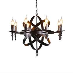 Medieval Classic Pendant Light - 8 Lights,Round Candle Chandelier Ceiling Lamp Black - Castle Style Wrought Iron Massive Size Hanging Lamps for a Living Room Hallway Country House - E14 Max 40W