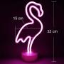 Flamingo Neon Sign Night Light Lamp with Holder Base Decorative Marquee Signs Light Battery Operated Wall Decoration for Living Room Bedroom Christmas Party Supplies Kids Toys Birthday Gifts
