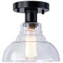 Industrial Semi Flush Ceiling Lamp Vintage Close to Ceiling Light Fixture with Clear Glass Shade,Pendant Light for Kitchen Island Dining Room,7.5in,1 Pack