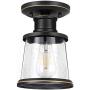 DEWENWILS Farmhouse Ceiling Light Fixture, Oil Rubbed Bronze, Semi Flush Mount Ceiling Light, Clear Glass Shade, Vintage Flush Mount Light Fixture for Bedroom, Dining Room, Cafe, Bar, Hallway