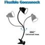 LED Desk Lamp with Clamp 3 Color Modes 10 Brightness Dimmer 360°Flexible Gooseneck USB Eye Protection Desk Light Clip on Reading Light for Bedroom Bed Headboard Office