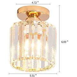 Industrial Mini Style Modern Crystal Flush Mount Ceiling Light Fixture Metal Spherical Chandeliers Lighting Fixtures Ceiling Lamp for Hallway Bar Kitchen Dining Room Kids Room Golden