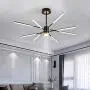 Modern LED Chandeliers,Garwarm 8-Lights Sputnik Pendant Lighting,Flush Mount Ceiling Hanging Lamp Fixture for Bedroom Livingroom Dinning Room,Black+Gold