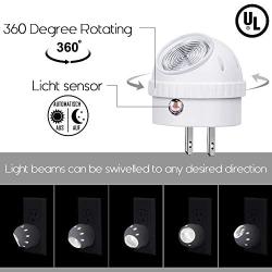 Emotionlite Plug-in Night Lights, Neutral White LED Nightlight, 360° Rotation, Dusk to Dawn Sensor, Kids, Adult, Bedroom, Hallway, Bathroom,Kitchen, Stairways, Corridor, UL Listed, 6 Pack