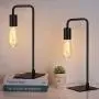 HAITRAL Modern Table Lamps - Bedside Nightstand Lamps Set of 2 for Bedroom, Living Room, Office, Black (Without Bulb)