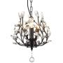 SEOL-LIGHT Farmhouse Crystal Branch Chandelier Pendant Hanging Lighting Fixture Small Size Flush Mount 120W with 3 Socket Black for Bedroom,Foyer,Kitchen,Dining Room