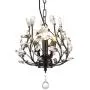 SEOL-LIGHT Farmhouse Crystal Branch Chandelier Pendant Hanging Lighting Fixture Small Size Flush Mount 120W with 3 Socket Black for Bedroom,Foyer,Kitchen,Dining Room