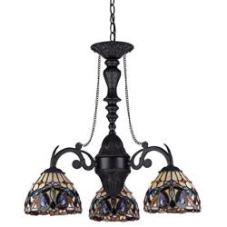 Chloe Lighting CH33353VR21-DC3 Serenity Tiffany-Style Victorian 3-Light Mini Chandelier, 25.8 x 20.5 x 20.5'', Bronze