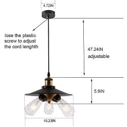 Handing-Lamp-Black-Pendant-Lighting Swag Lamps Industrial Ceiling Lamp Farmhouse Vintage Switch for Kitchen Dining Room (Three Lights)