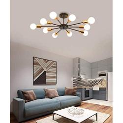 Jaycomey Semi Flush Mount Ceiling Light,10-Light E26 Base Modern Black Sputnik Chandelier,Industrial Ceiling Lamp Fixture for Kitchen Farmhouse Living Room Dining Room
