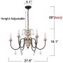 OSAIRUOS Retro French Chandelier White Distressed Wood Rust Metal Arms Candle Style Chandeliers 6 Lights for Living Dining Room W27.6 Bonus Bulbs