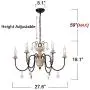 OSAIRUOS Retro French Chandelier White Distressed Wood Rust Metal Arms Candle Style Chandeliers 6 Lights for Living Dining Room W27.6 Bonus Bulbs