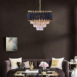 FRIXCHUR Modern Crystal Chandelier 3 Tiers Raindrop Crystal Pendant Light Fixture Round Chandelier Flush Mount Ceiling Light Lighting for Living Room Dining Room Lobby Bathroom Restaurant,E12x5 Lights