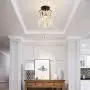Semi Flush Mount Crystal Chandelier，Modern Black Ceiling Light Fixture，Ceiling Lamp for Farmhouse Hallway Entryway Kitchen Dining Room Closet