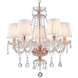 Saint Mossi Rose Gold K9 Crystal Chandelier Lighting LED Ceiling Light Fixture Pendant Lamp for Dining Room Bathroom Bedroom Livingroom 5 E12 LED Bulbs Required Height 24 x Width 25