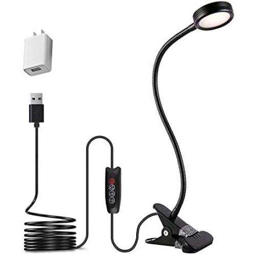 Clip on Light Reading Lights, EYOCEAN Desk Lamps, Eye Protection Kids Desk Lamp with Strong Clamp, Flexible Night Light 3 Modes 9 Dimming Levels(Included AC Adapter) Black