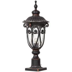 Goalplus Outdoor Post Light Fixture with Pier Mount Vintage Post Lamp for Yard 60W E26 Post Lantern in Bronze Finish with Seeded Glass Shade, 24'' High, IP44 Waterproof, LM0519-M