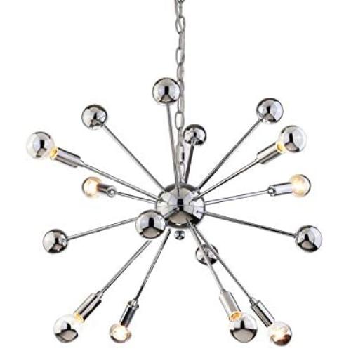JONATHAN Y JYL9017A Glenn 8-Light 22.5'' Metal Sputnik-Style LED Chandelier Contemporary,Transitional,Modern Dimmable, Adjustable, for Dining Room, Foyer, Bedroom, Chrome