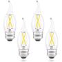 AIELIT E26 LED Chandelier Light Bulbs 5000K,2W(25W Equivalent), Bright White, Dimmable (0 - 100%), Clear Flame Tip LED Candelabra Bulb for Hallway, Entryway, Porch Cage-Style Ceiling Lamp 4-Pack