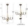 Derksic 5-Light French Country Chandelier Rustic Imitation Wood Farmhouse Chandelier for Dining Room Living Room Bedroom Kitchen Stairway