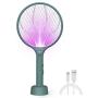 Endbug Bug Zapper Lamp & Fly Swatter Racket 2 in 1, USB Rechargeable Electric Mosquito Fly Gnat Killer for Home Indoor Outdoor (Green)