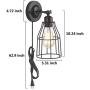 ZZ Joakoah 2 Pack Rustic Wall Sconce with Plug in Cord and Toggle Switch, Black Metal Cage Industrial Wall Lamp Light Fixture for Headboard Bedroom Farmhouse Garage Porch Bathroom Vanity