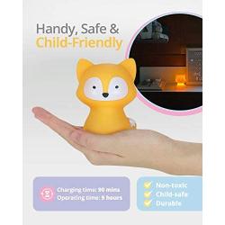 SomeShine Kids Night Light - Rechargeable Fox Nursery Night Light with Auto-Off Timer, Safe and Durable Kawaii Lamp and Glowing Companion for Baby Feeding, Diaper Changing, and Midnight Bathroom Trips