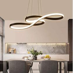 LED Chandelier Dining Room Island Ceiling Pendant Light Dimmable 3000K-6500K Remote Acrylic Half Flush Mount Lighting Fixtures, Modern Designer Height Adjustable Bedroom Living Room Decor Hanging Lamp