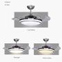 ONEKISS Modern Ceiling Fan with Lights, Retractable Blades for Kitchen Living Room Dining Room Bedroom, 3 Speeds 3 Colors Ceiling Fan with Remote Control, Silent Fan Light with LED Indoor 42''(Silver)