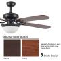 CO-Z 52 Farmhouse Ceiling Fan with Lights and Remote, Rustic Ceiling Fans with LED Light for Bedroom, Living Room, Kitchen, Black Ceiling Fan Light Fixture with 5 Plywood Blades (Cherry & Walnut)